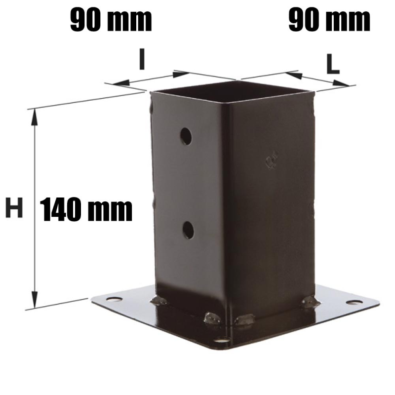 Pied de poteau support de poteau a fixer MERMIER 90x90 mm