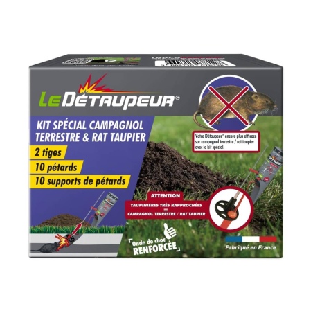 Kit Campagnol Terrestre / Rat Taupier 2 tiges + 10 pétards