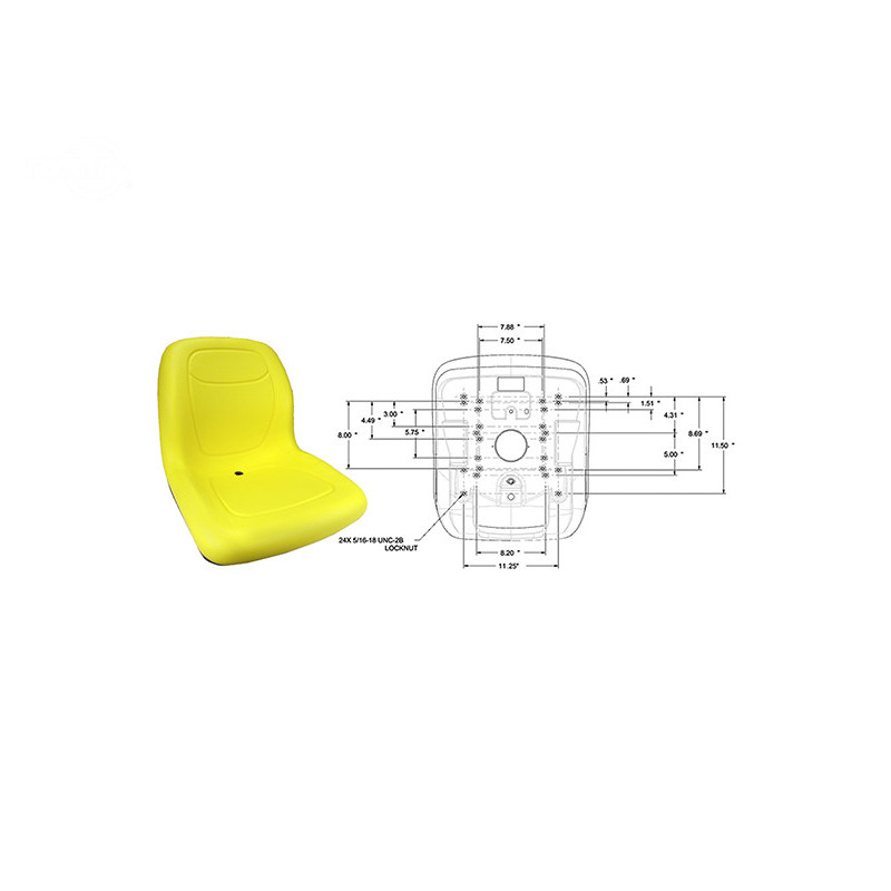Rotary 13346 - Assento com encosto alto 18' amarelo substitui john deere
