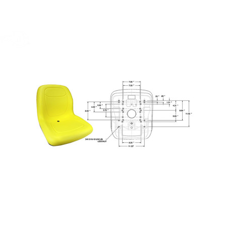 Rotary 13346 - Asiento de respaldo alto 18' amarillo reemplaza John Deere