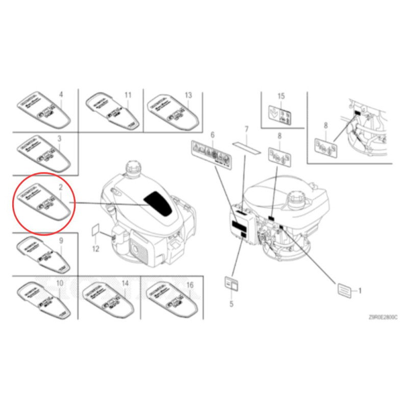 Etiquette De Couvercle Honda 87169Z9L000