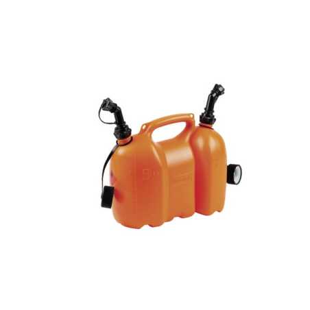 Bidon combiné 6L+3L orange – Essence + Huile avec becs verseurs
