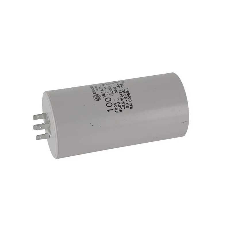 Condensateur universel 100 µF 450V à fiches – FGP013639 Condensateur universel 100 µF 450V à fiches – FGP013639