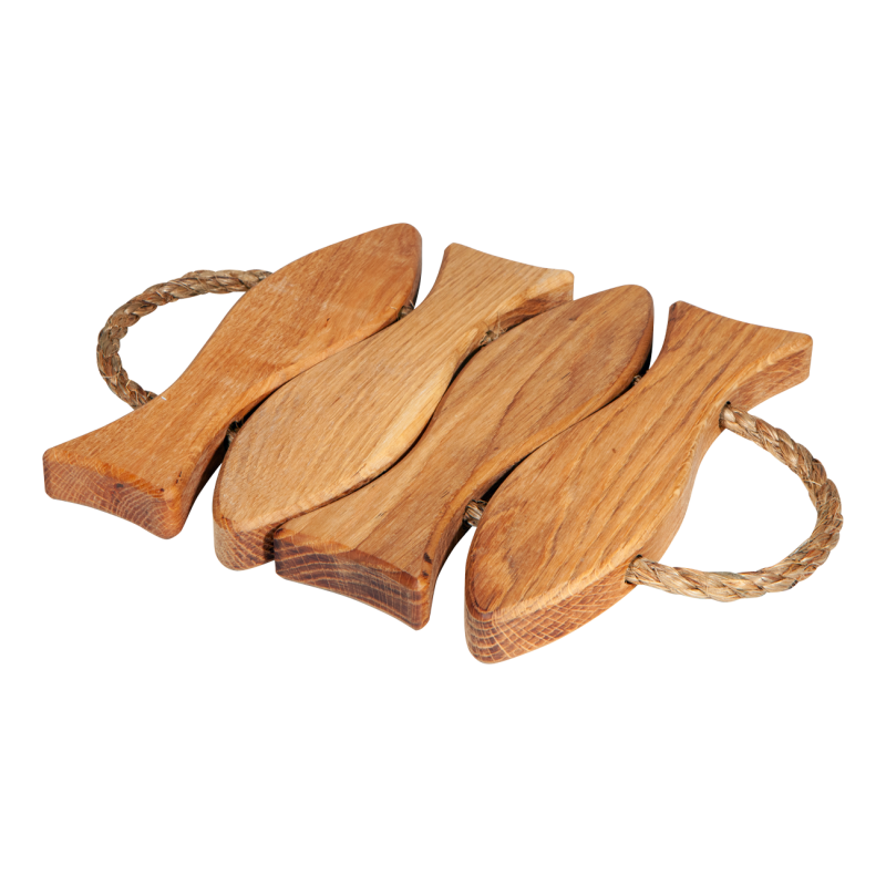 Dessous de plat FISH-4 en chêne – 4 poissons EcoFurn