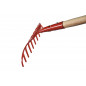 POLET Rastrillo para flores 10 dientes de acero Mango de madera 1,50 m
