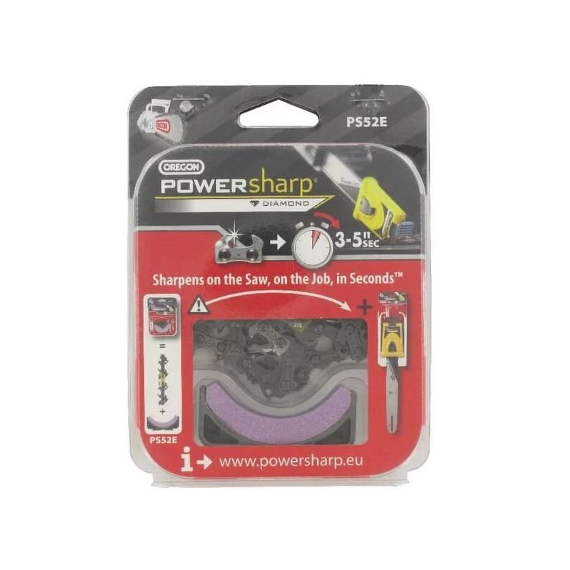Chaîne tronçonneuse PowerSharp Oregon PS52E + Pierre d'affûtage