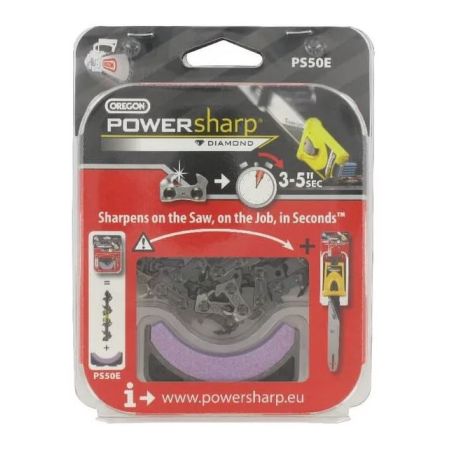 Chaîne tronçonneuse PowerSharp Oregon PS50E + Pierre d'affûtage