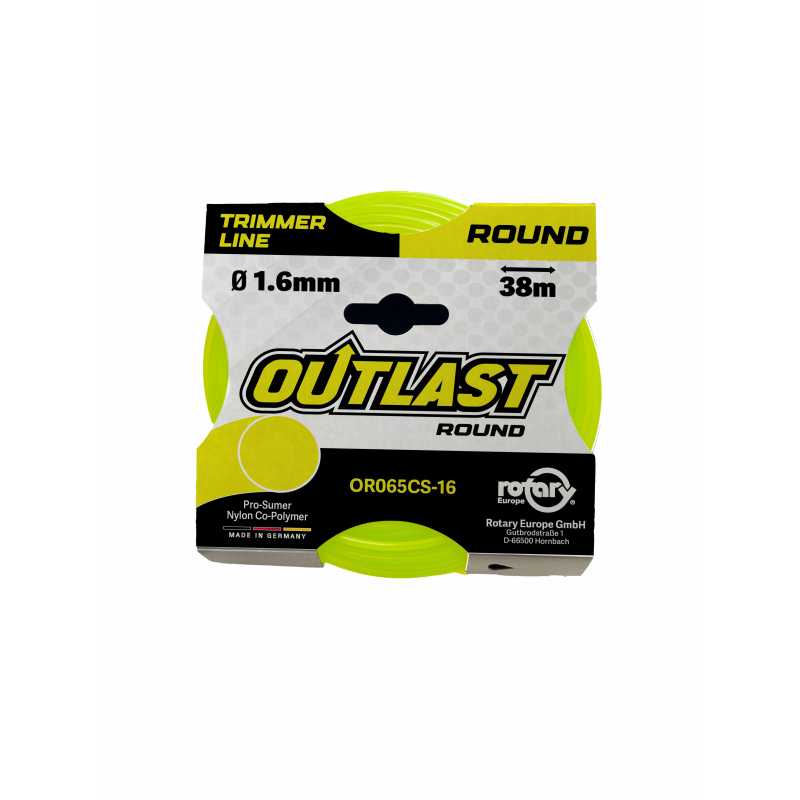 Round brushcutter line Ø1.6 mm / 38 m Fluorescent Yellow – OUTLAST – OR065CS-16