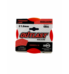 Fil débroussailleuse carré ø1,6mm/68m Rouge fluo - OUTLAST - OS065CL-14