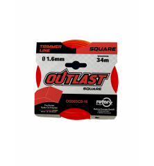 Square brushcutter line Ø1.6 mm / 34 m Fluorescent Red – OUTLAST – OS065CS-16