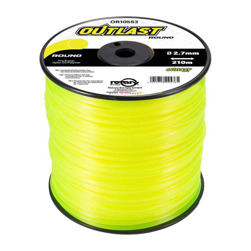 Fio para roçadora redondo Ø2,7mm/210m Amarelo fluorescente - OUTLAST - OR105S3-9