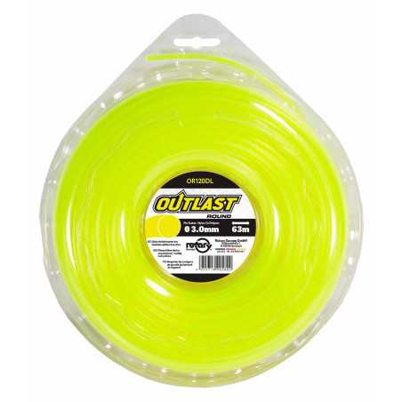 Round brushcutter line Ø3mm/63m Fluorescent yellow - OUTLAST - OR120DL-12
