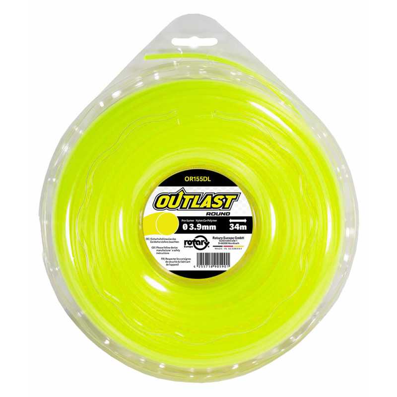 Round brushcutter line Ø3.9mm/34m Neon yellow - OUTLAST - OR155DL-12