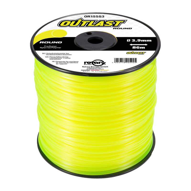 Fil débroussailleuse rond Ø3,9mm/86m Jaune fluo - OUTLAST - OR155S3-9