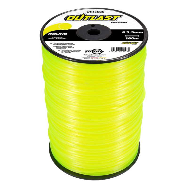 Fil débroussailleuse rond Ø3,9mm/160m Jaune fluo - OUTLAST - OR155S5-6