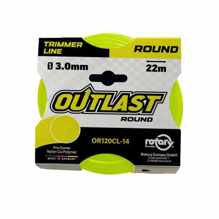 Fil débroussailleuse rond Ø3,0mm/22m Jaune fluo - OUTLAST - OR120CL-14