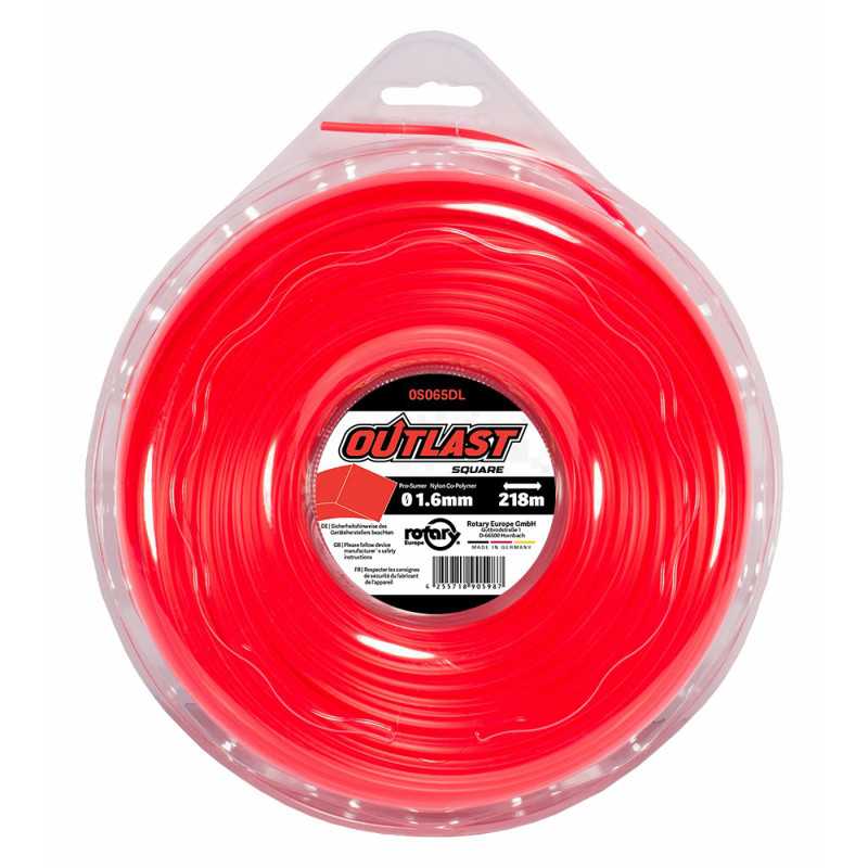 Square brushcutter line ø1.6mm/218m Neon red - OUTLAST - OS065DL-12