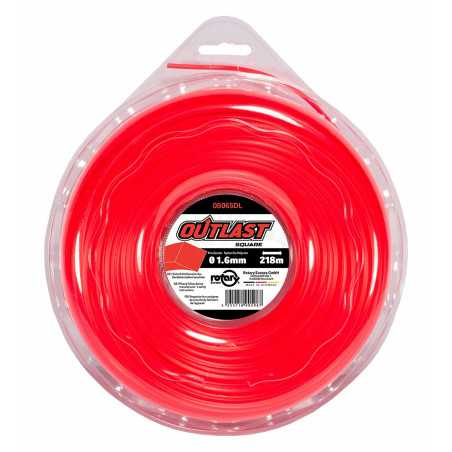 Square brushcutter line ø1.6mm/218m Neon red - OUTLAST - OS065DL-12