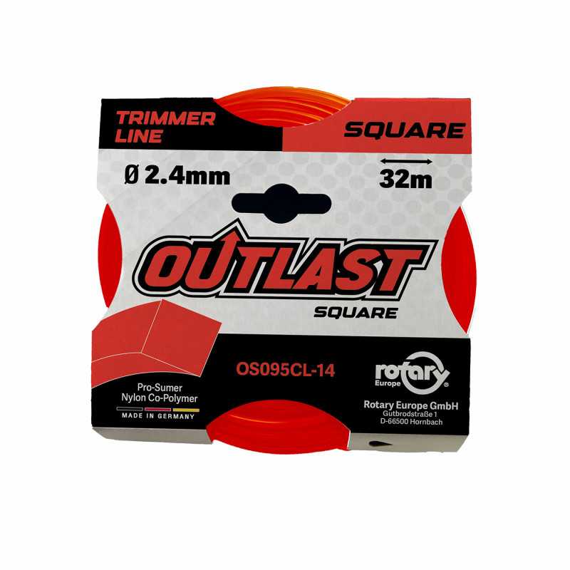 Motorsensen-Mähfaden vierkant ø2,4mm/32m Leuchtrot - OUTLAST - OS095CL-14