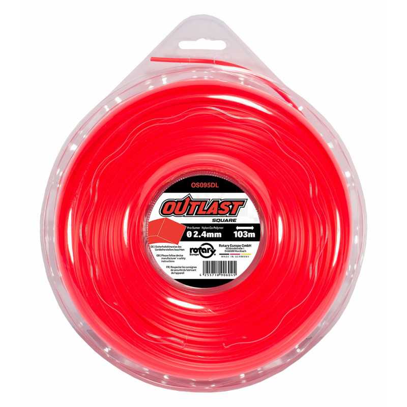 Square brushcutter line ø2.4mm/103m Neon red - OUTLAST - OS095DL-12