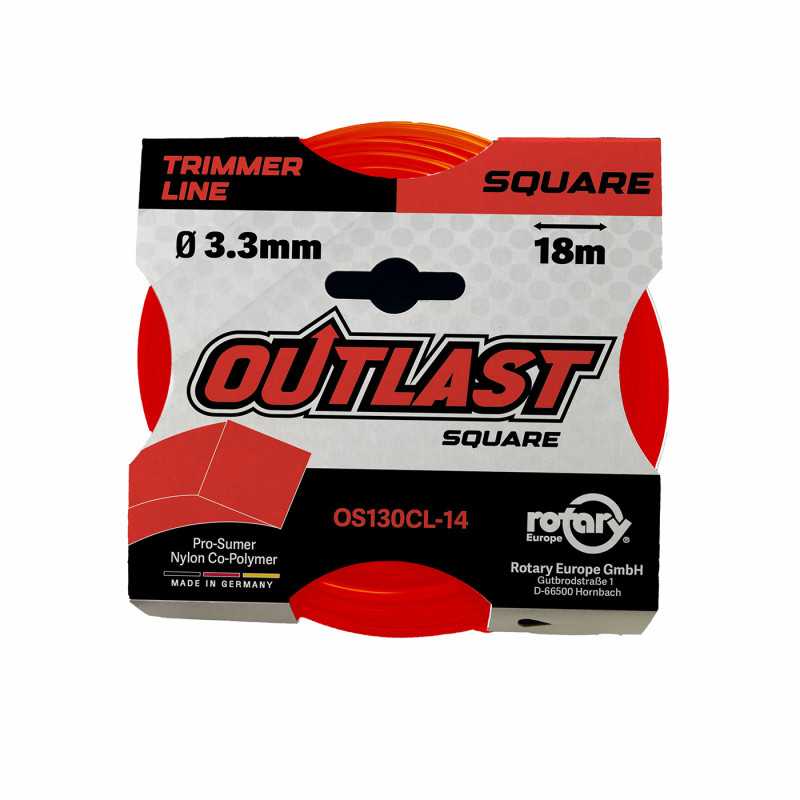Square brushcutter line Ø3.3mm/18m Neon red - OUTLAST - OS130CL-14