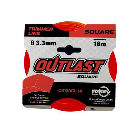 Square brushcutter line Ø3.3mm/18m Neon red - OUTLAST - OS130CL-14