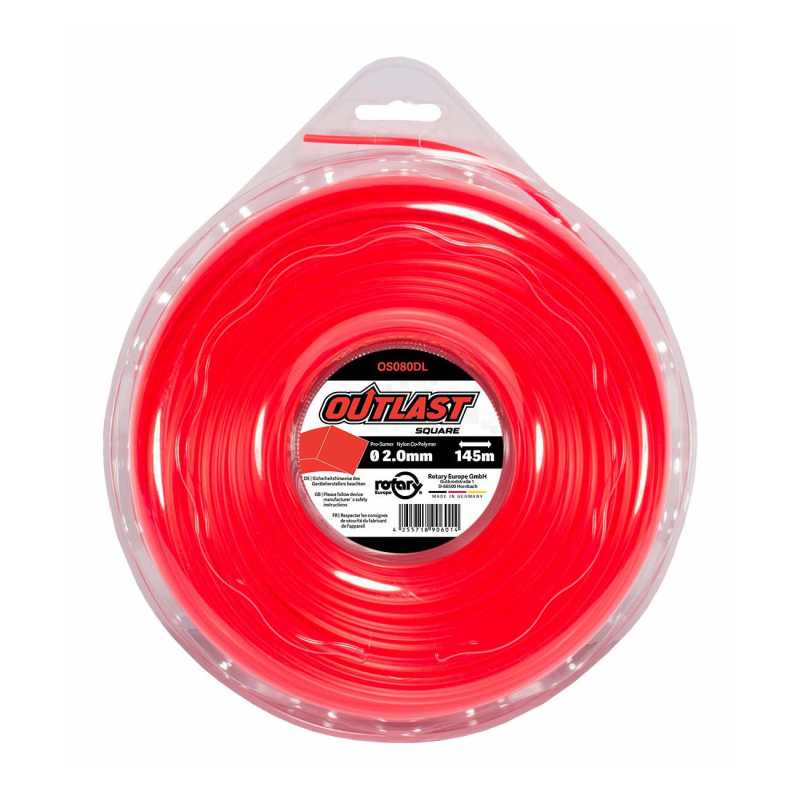 Vierkant-Freischneiderfaden Ø2mm/145m Neon-Rot - OUTLAST - OS080DL-12