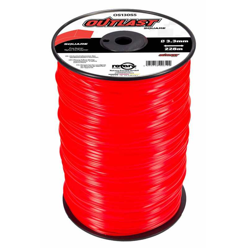Square brushcutter line Ø3.3mm/228m Neon red - OUTLAST - OS130S5-6