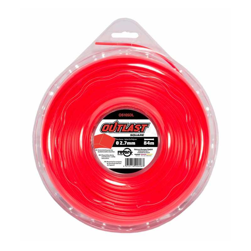 Vierkant-Freischneiderfaden Ø2,7mm/84m Neon-Rot - OUTLAST - OS105DL-12