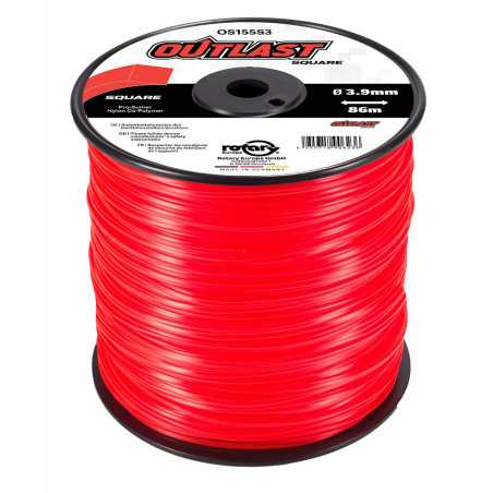 Square brushcutter line Ø3.9mm/86m Neon red – OUTLAST – OS155S3-9