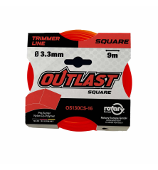 Vierkant-Freischneiderfaden Ø3,3mm/9m Neon-Rot - OUTLAST - OS130CS-16