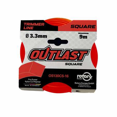 Vierkant-Freischneiderfaden Ø3,3mm/9m Neon-Rot - OUTLAST - OS130CS-16
