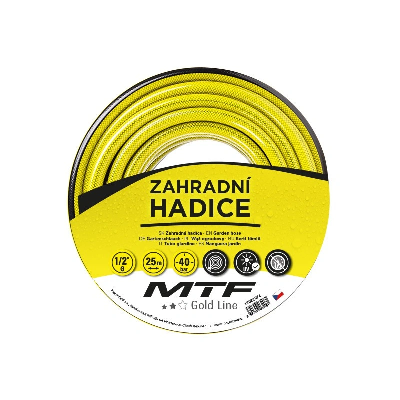 Tubo da irrigazione Gold Line 1/2" 25 m – MTF – 3 strati 40 bar – 1VOZ2074 Tubo da irrigazione Gold Line 1/2" 25 m – MTF – 3 strati 40 bar – 1VOZ2074
