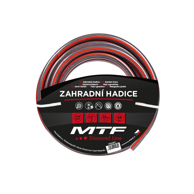Tuyau d'arrosage Diamond Line Red 1/2" 25m – MTF – 4 couches 50 bar – 1VOZ2091