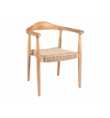 Chaise de salle à manger Maron – MTF – Bois de teck et tressage naturel – 2NAI0001