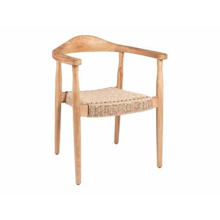 Chaise de salle à manger Maron – MTF – Bois de teck et tressage naturel – 2NAI0001