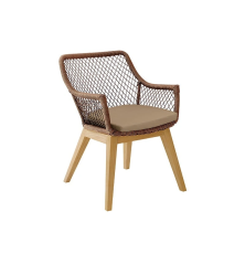 Fauteuil de jardin Olivia marron 83x60x63cm – MTF – Teck et Résine tressée – 2NAB2214