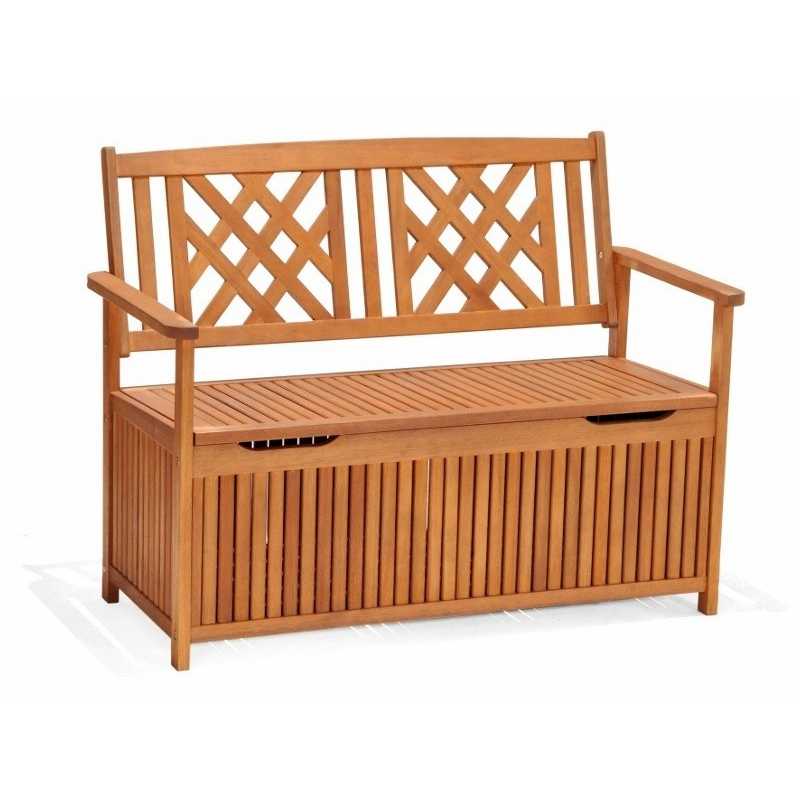Banco de jardín Orlando de madera de eucalipto con almacenaje – MTF – 2 plazas – 2NAB2198