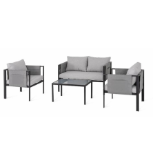 Conjunto de salón de jardín bajo Relax gris 4 piezas – MTF – acero / poliéster – 3EXN0056