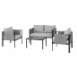 Conjunto de salón de jardín bajo Relax gris 4 piezas – MTF – acero / poliéster – 3EXN0056 Conjunto de salón de jardín bajo Relax gris 4 piezas – MTF – acero / poliéster – 3EXN0056