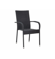 Silla de jardín Margarita Ratán sintético negro – MTF – Apilable – 3EXN0028