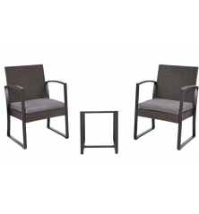 Conjunto bistró Allegra negro – MTF – acero / plástico trenzado – 3EXN0055