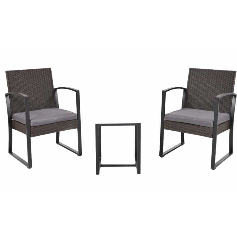 Conjunto bistró Allegra negro – MTF – acero / plástico trenzado – 3EXN0055