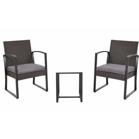 Conjunto bistró Allegra negro – MTF – acero / plástico trenzado – 3EXN0055