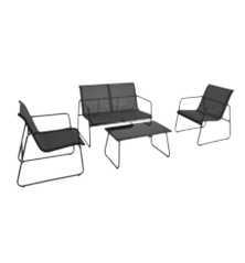 Conjunto de salón de jardín bajo Riviera negro 4 piezas – MTF – acero / textilene – 3EXN0054