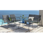Conjunto de salón de jardín bajo Riviera negro 4 piezas – MTF – acero / textilene – 3EXN0054 Conjunto de salón de jardín bajo Riviera negro 4 piezas – MTF – acero / textilene – 3EXN0054