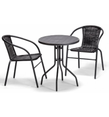 Conjunto bistró para balcón negro – MTF – acero / vidrio – 3EXN0053