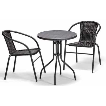 Conjunto bistró para balcón negro – MTF – acero / vidrio – 3EXN0053