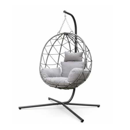 Casablanca hanging chair – MTF – Black steel/rattan – 3EXN0059
