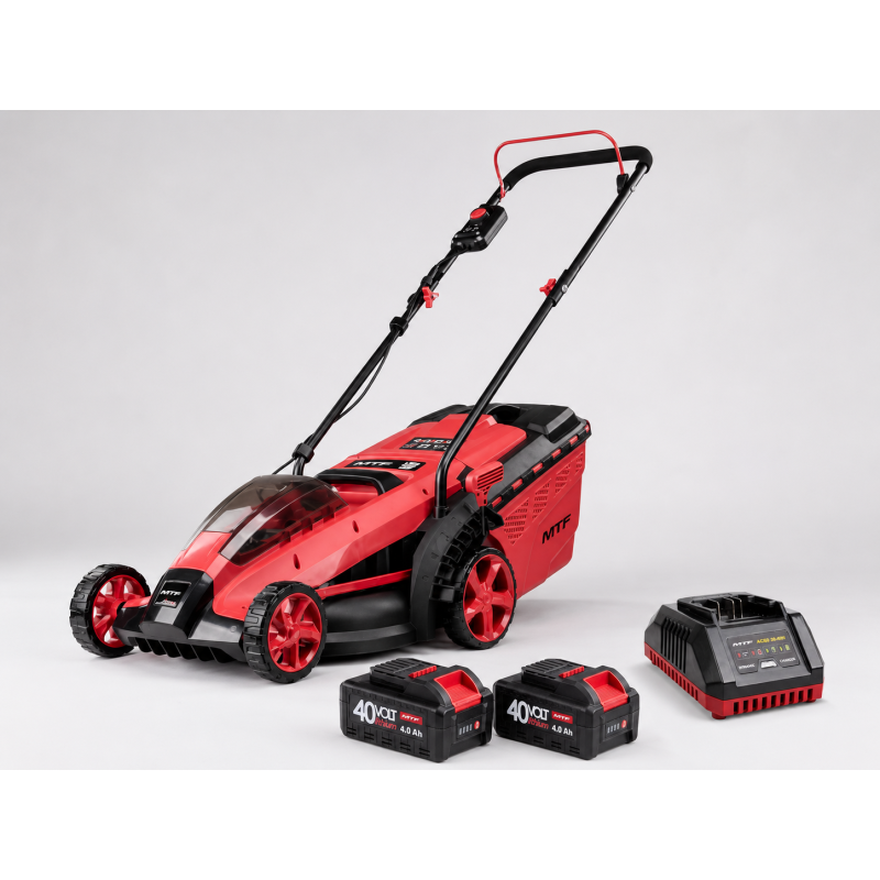 Pack tondeuse 37cm avec 1 chargeur et 2 batteries, idéale 300m2 Pack tondeuse 37cm avec 1 chargeur et 2 batteries, idéale 300m2